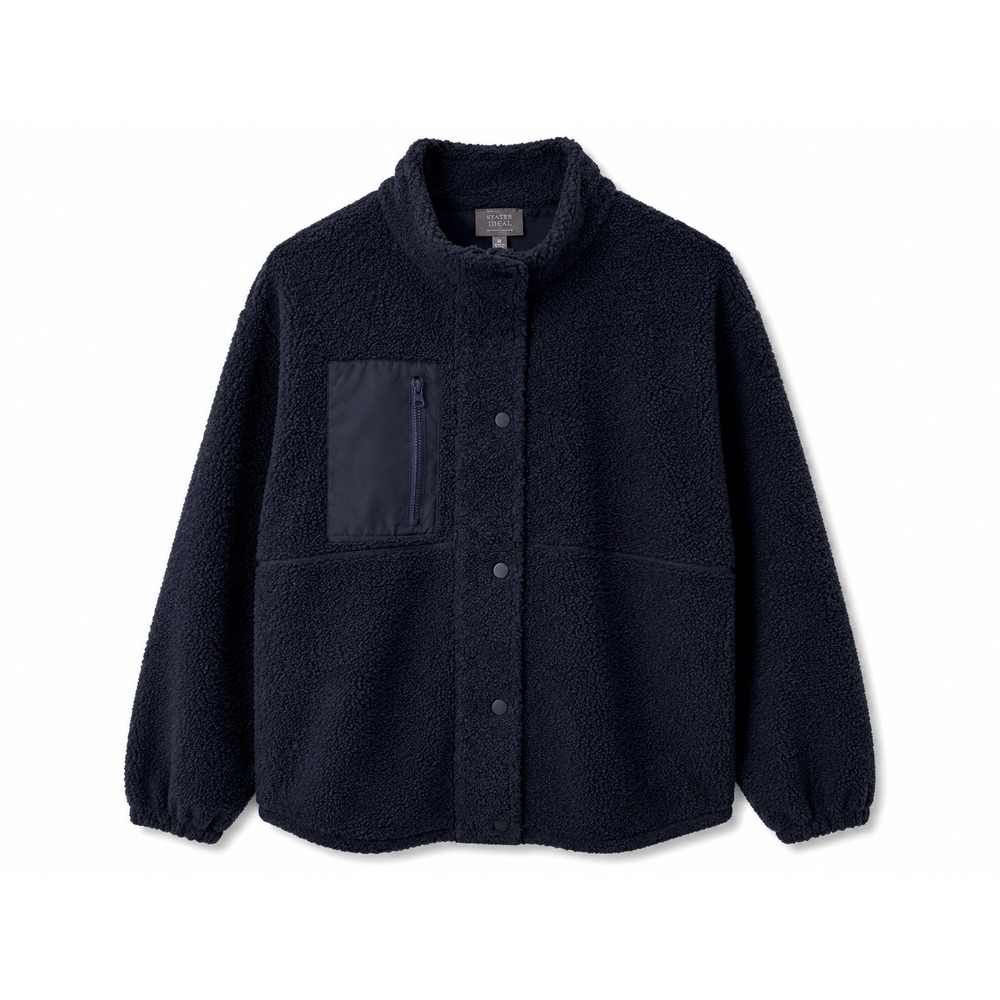 Berkley Jensen Men's Sherpa Fleece Jacket XXL Navy Snap Front Cozy Outdoor